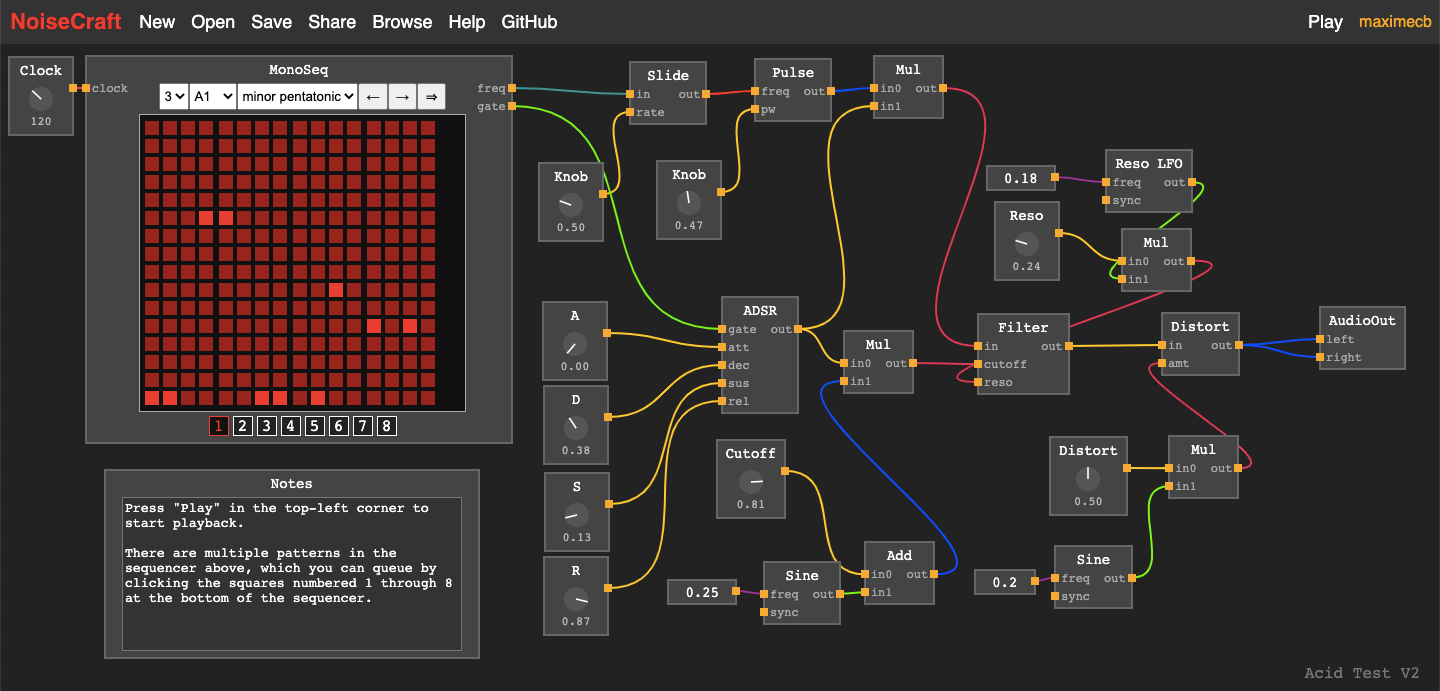 NoiseCraft visual audio synthesis with node-based signal flow