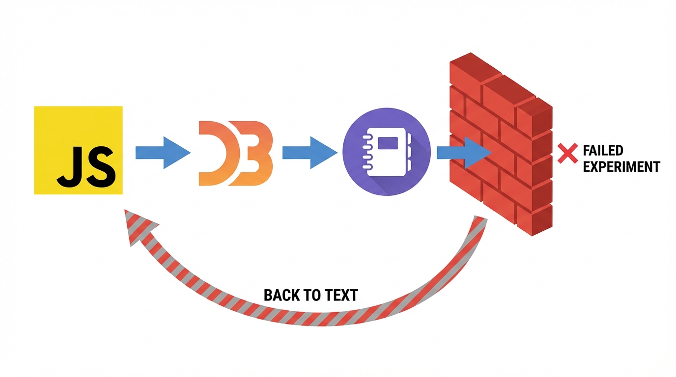 JavaScript to D3.js to Observable hitting a wall and returning back to text