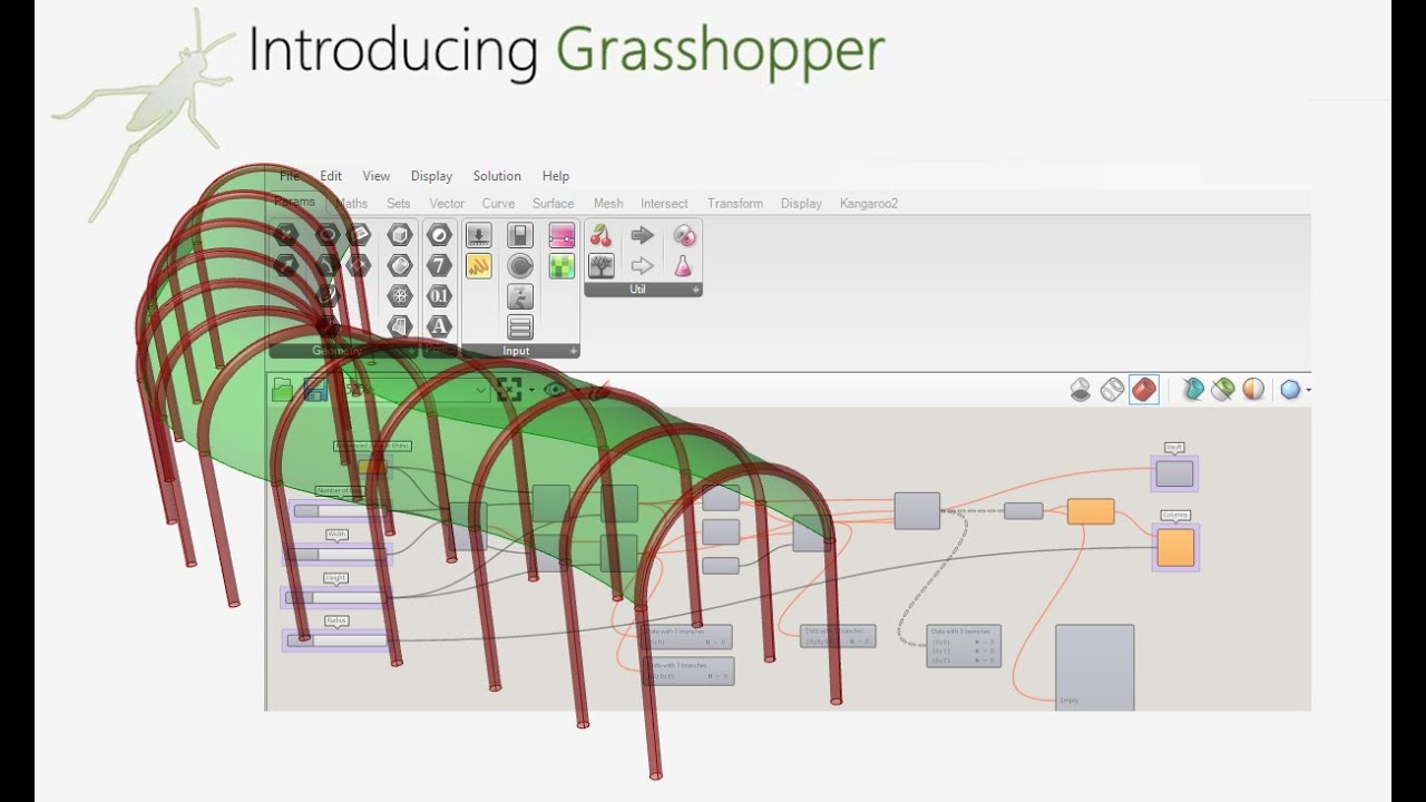 Grasshopper parametric design interface in Rhino 3D